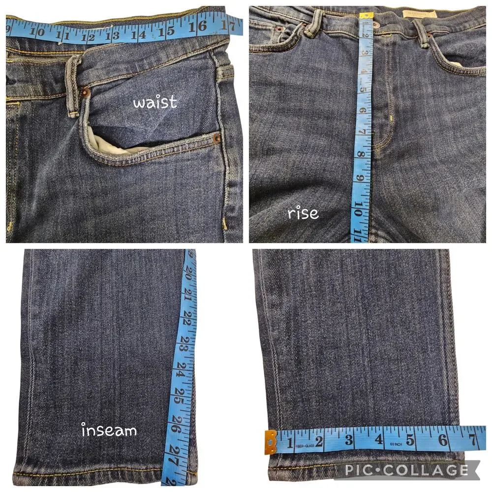AllSaints Dean Slim Leg Cropped Stretch Denim Button Fly Jeans 34W
